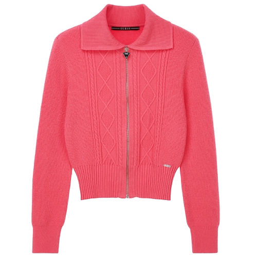 게스 여성 카라 크롭 스웨터 집업 YM1S2661