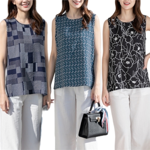 제니유 제니유 여성 여름 쿨 인견 나시 티 블라우스 빅사이즈 엄마옷 8746326_이미지