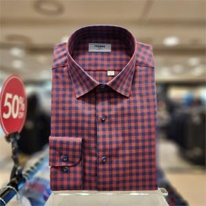 레노마 SH04 고퀄리티 면혼방 CVC 멜란 깅엄 헤링본 체크 슬림핏 셔츠 RMFSLP-140-RD