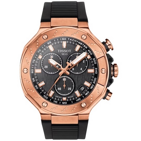 Ƽ�� T-Race CHRONO 45MM Quartz Rubber Mens Watch T141.417.37.051.00