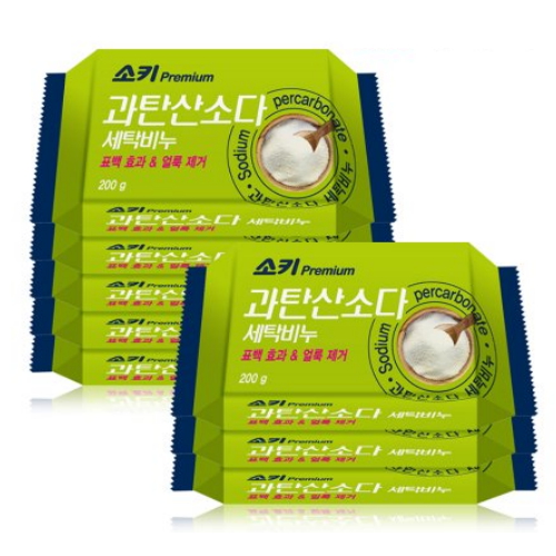 KBH한국생활건강 무궁화 소키 프리미엄 과탄산소다 세탁비누 200g (8개)