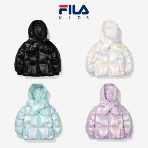 휠라키즈 여아 걸스 온 탑 샤이니 바라클라바 미러볼 다운 패딩 점퍼 (FK2DJF4110F)_이미지