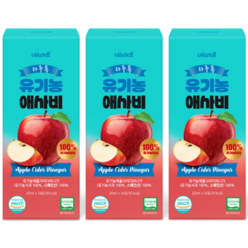 비웰 하루톡 유기농 애사비 280ml (20ml x 14포) (3개)_이미지