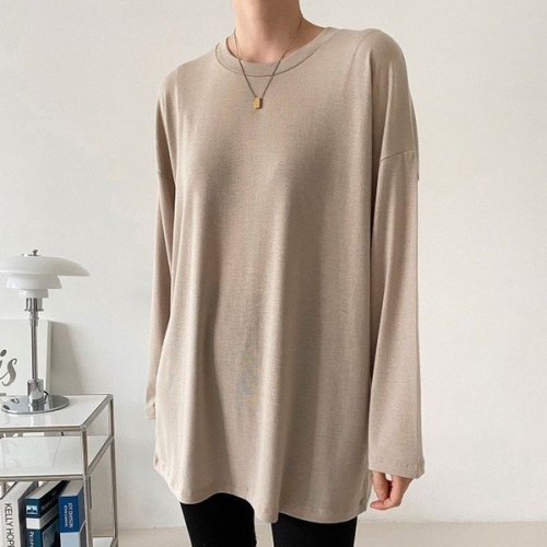 아이우먼 스판라운드넥긴팔티 LDK433M409 빅사이즈_이미지