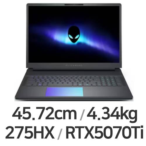 DELL 에일리언웨어 18 Area-51 DAA18250-WP01KR 64GB램 (SSD 4TB)_이미지