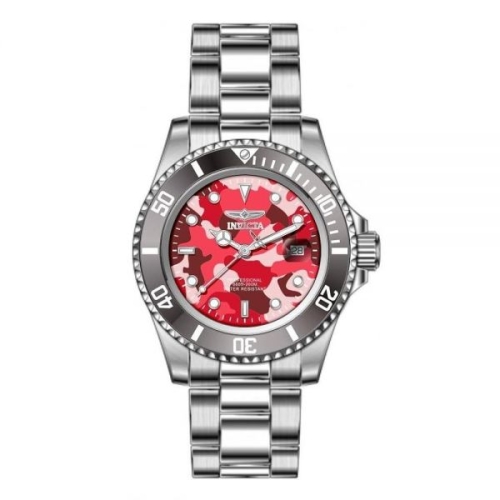 Pro Diver 남성용 40mm 스테인리스 스틸 핑크+카모플라주 다이얼 PC32 쿼츠 249405