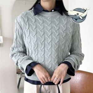 ONM 심플한 플리츠 니트 스웨터 봄가을 간편 데일리 32099079