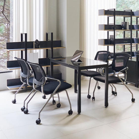 TS-04 강화유리 철제 책상