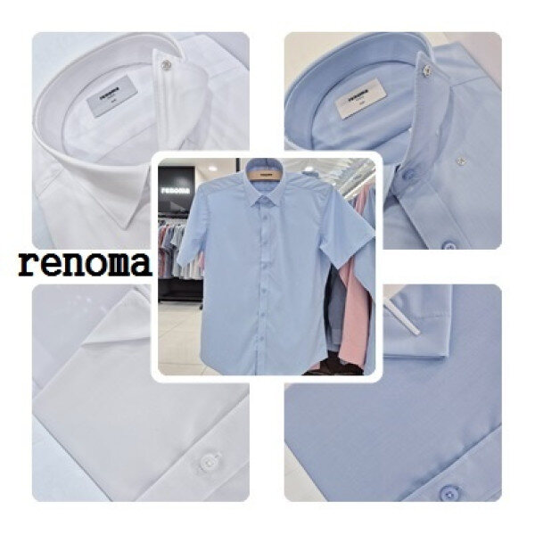 레노마 반소매/슬림핏/카라-스냅버튼/폴리 스판 평직/여름 반팔 정장 셔츠 RZUSLP111_US