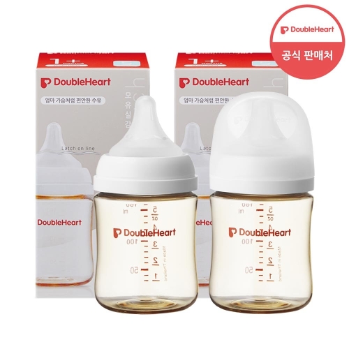 더블하트 모유실감 3세대 PPSU 제뉴인화이트 160ml (젖병 2개 + 젖꼭지 2개)_이미지