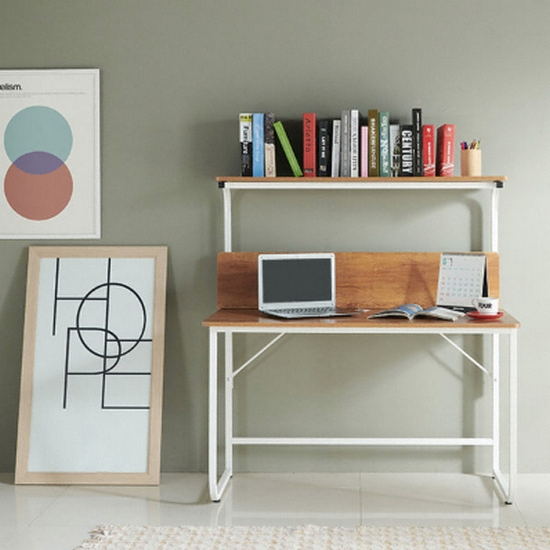 나무뜰 하딘 화이트 선반형 철제책상 (1500x600)