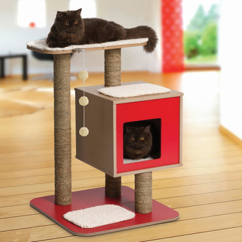  베스퍼 베이스 레드 고양이 원목 캣타워