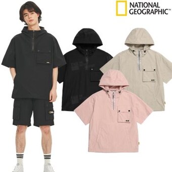 내셔널지오그래픽 가슴포켓 우븐 반팔 HOODY ANORAK N232UFT080