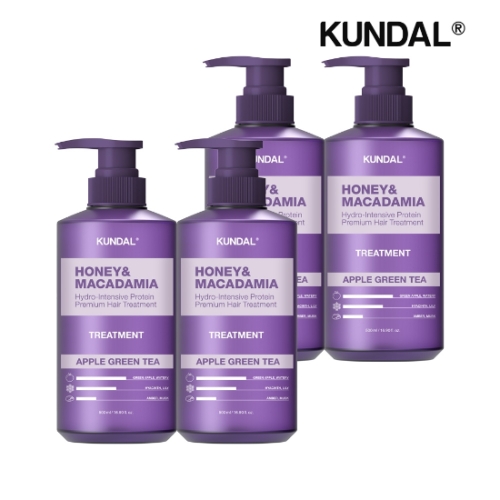 쿤달 허니 앤 마카다미아 단백질 트리트먼트 애플그린티 500ml (4개)_이미지