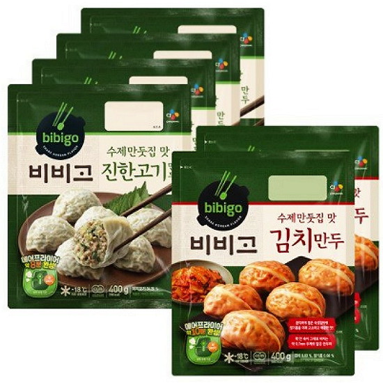 CJ제일제당 비비고 수제만둣집 맛 진한고기만두 400g x 4개+김치만두 400g x 2개 (1개)