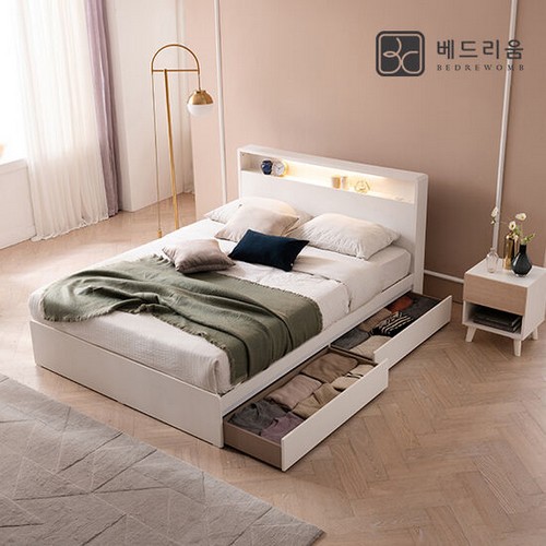 베드리움 리밍 수납 LED침대 Q (매트별도)_이미지