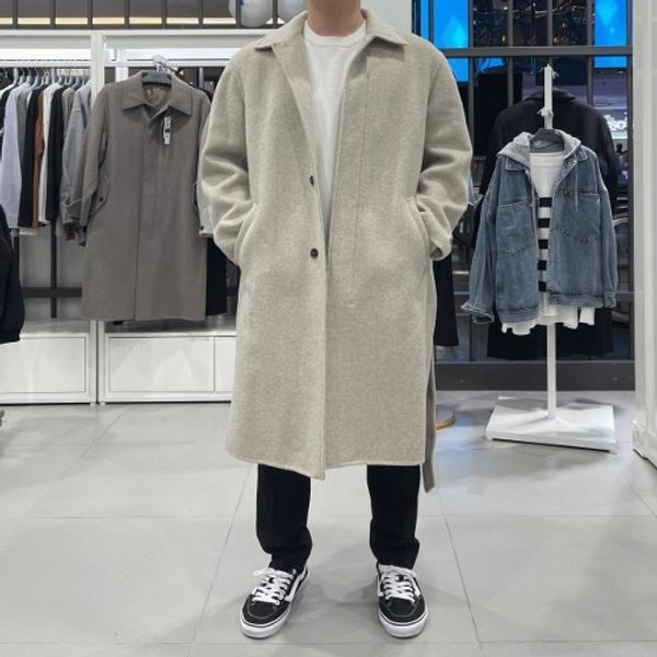 애드혹 로브 히든버튼 발마칸 코트 HYAHC80_이미지