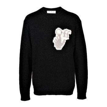 핸드 로고 니트탑 블랙 울 혼합 37145908