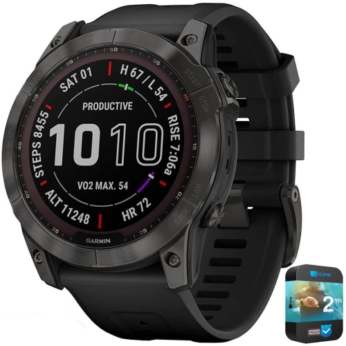 010-02541-10 Fenix 7X Sapphire Solar 스마트워치 카본 그레이 DLC 티타늄 블랙 밴드 번들 f..