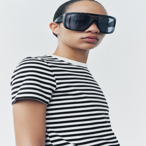 자라 국내 숏 슬리브 인터로크 티셔츠 스트라이프 4174/378/104 3328372