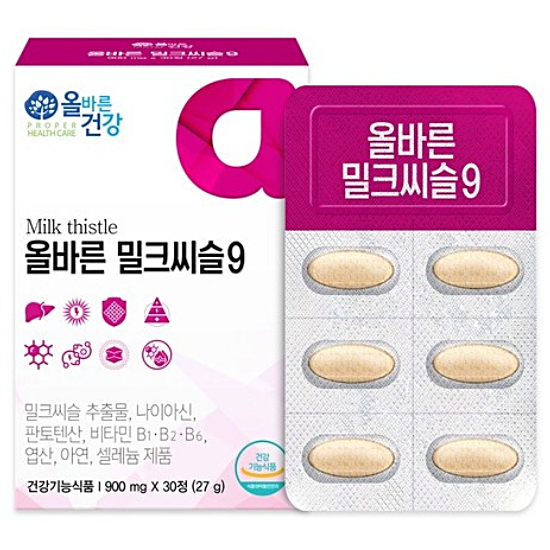 로그온커머스 올바른건강 올바른 밀크씨슬9 30정 (4개)