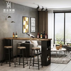  아일랜드식탁 기능성거실테이블 철예미식 원목 바 테이블 벽바 의자 집용 긴 하이발 발코니