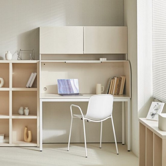 장인가구 토모 집중력 철제형 독서실 책상+LED조명+상부수납장 (1200x600)_이미지