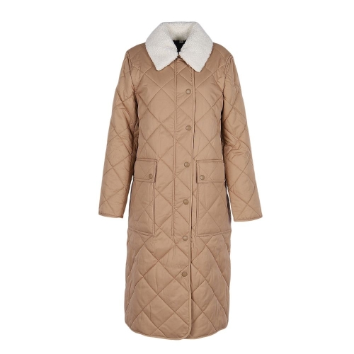 캠프타운 롱 퀼티드 개버딘 여성 코트 카멜 80488241