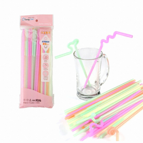 용주 블룸엣홈 레인보우 요술 빨대 (250개)_이미지