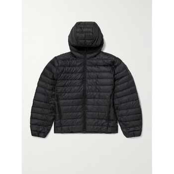 Black Stratus Quilted Recycled Ripstop Hooded Down Jacket TP57175394