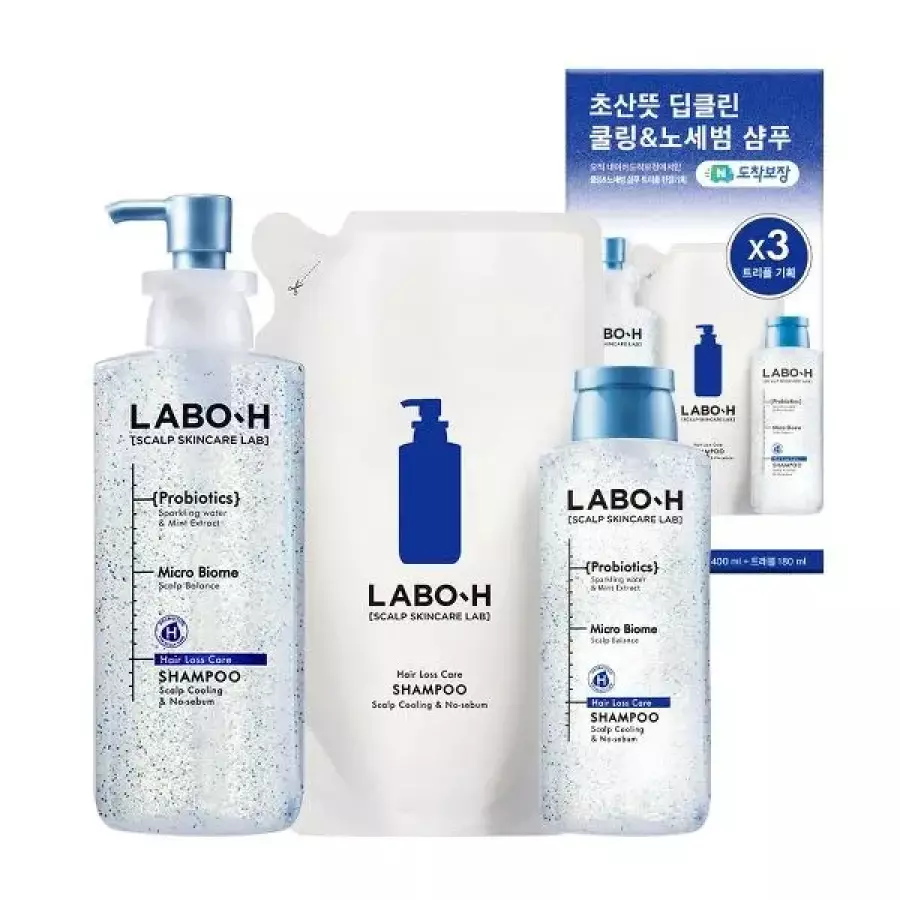 라보에이치 두피쿨링&노세범 샴푸 400ml+리필 400ml+180ml_이미지
