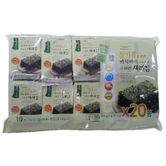 풀무원 들기름을 섞어 바삭바삭 고소하게 구워낸 재래김 5g (20개)