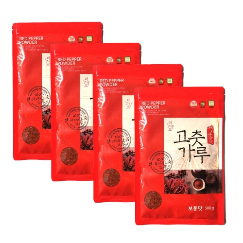 영양고추유통공사 2024년 국내산 경북 예천 태양초 고춧가루 보통맛 500g (4개)_이미지