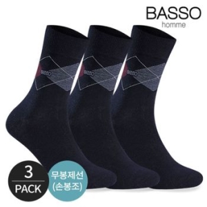  바쏘 남성 목아가일 자수로고 신사 정장 양말 3P_NY 32325430
