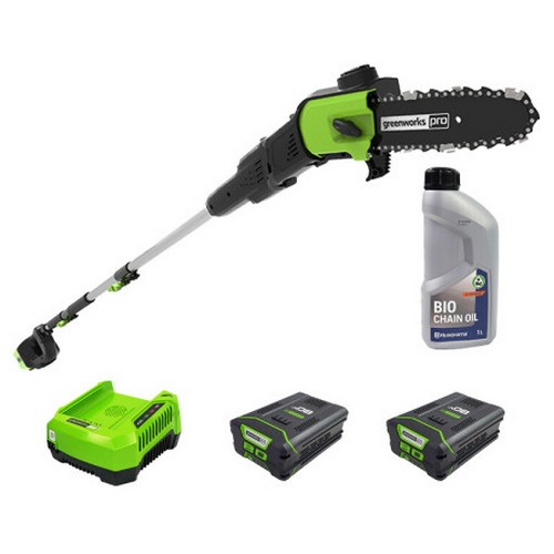 그린웍스 PRO 80V 고지톱 + 체인오일 (2.5Ah, 배터리 2개)_이미지