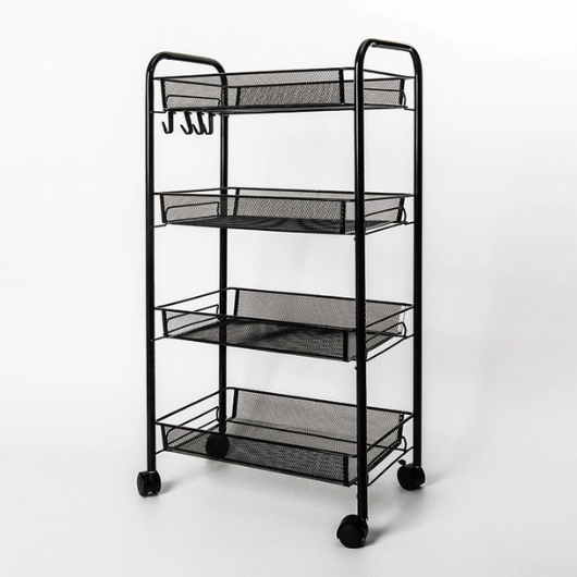 마켓플랜 메쉬 철제 4단 트롤리