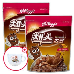 켈로그 오곡 첵스초코, 1200g, 2개 + 증정 유리 시리얼 볼 손잡이용 , 1개_이미지