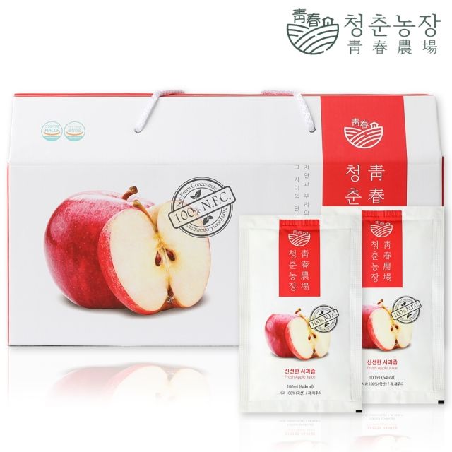 청춘농장 신선한 사과즙 100ml 30포