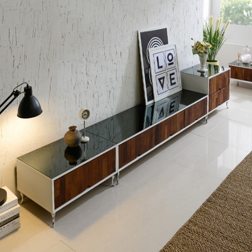 더젠 헤르앙 상판흑경 멀바우 고급원목 거실장세트2 2700_이미지