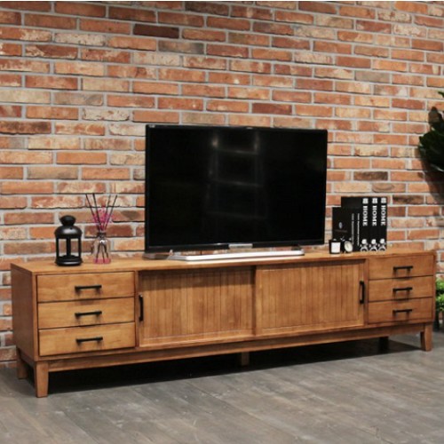 리버퍼니쳐 스카니아 고무나무 원목 거실장 2000_이미지