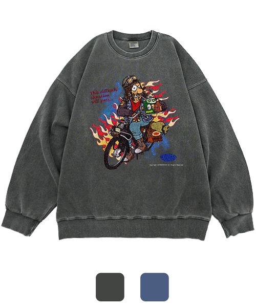 피그먼트 REBRENNER DTG 빈티지바이크 오버 스웨츠 셔츠 R2407-vintagebike 958500_이미지