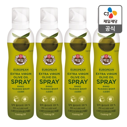 백설 유러피안 엑스트라버진 올리브유 오일 스프레이 200ml (4개)_이미지