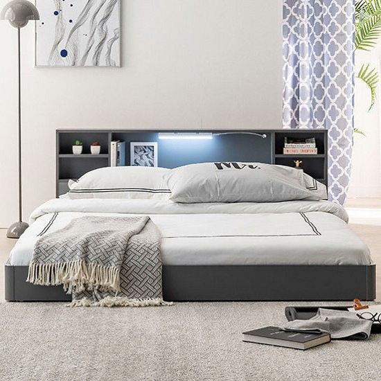 동서가구 플로어 수납헤드 저상형 LED침대 Q (9존독립스프링)