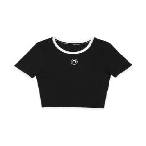 마린세르 WTO087A CJER0011 BK99 콘트라스트 크롭 여성 반팔티