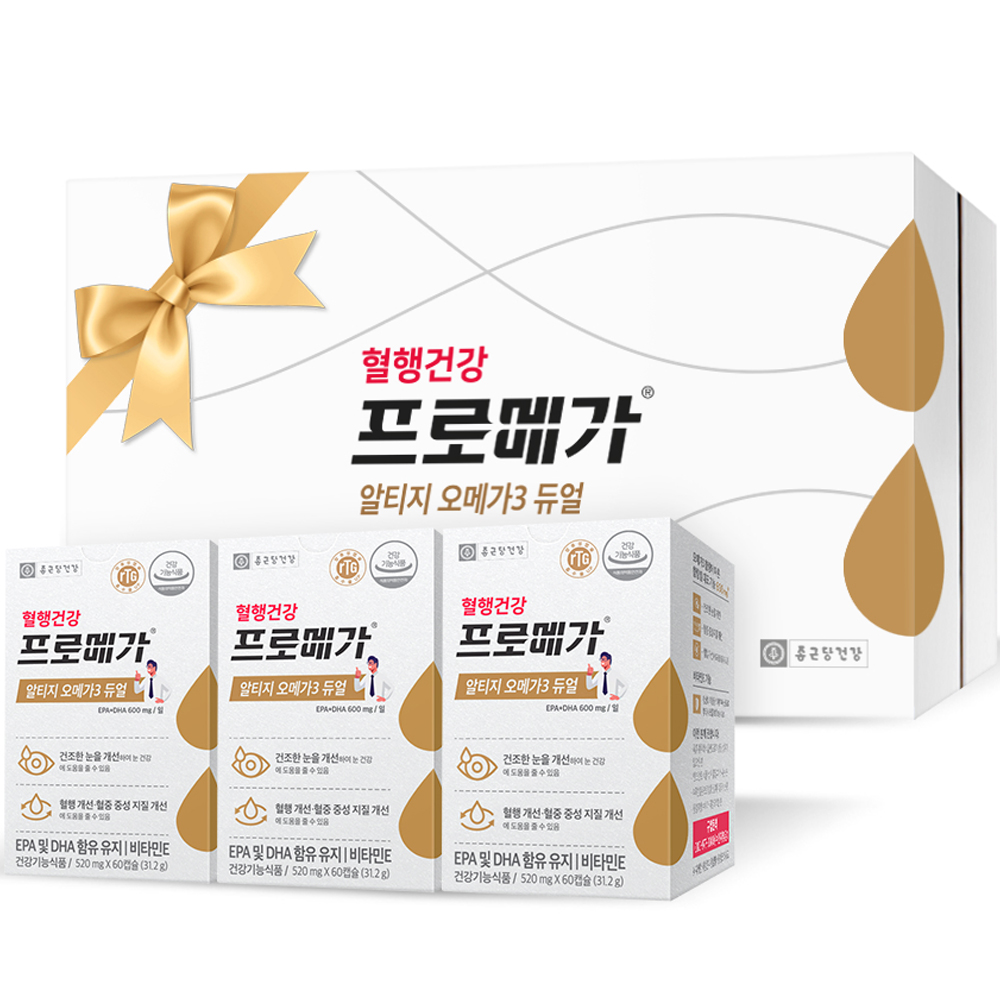 종근당건강 혈행건강 프로메가 알티지 오메가3 듀얼 60캡슐 3개입 세트 (1개)
