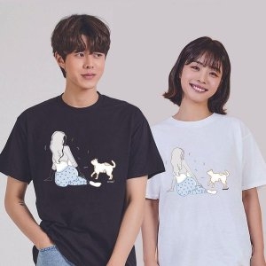 여인과 고양이 10대옷 남자셔츠 커플티 W6999EE