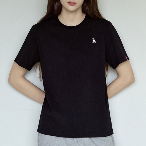 밤비 자수 반팔티셔츠 블랙 IFDTS00401