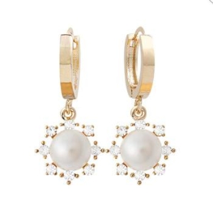 루시 14K 금침 골드 진주 원터치 링 귀걸이 S8539325