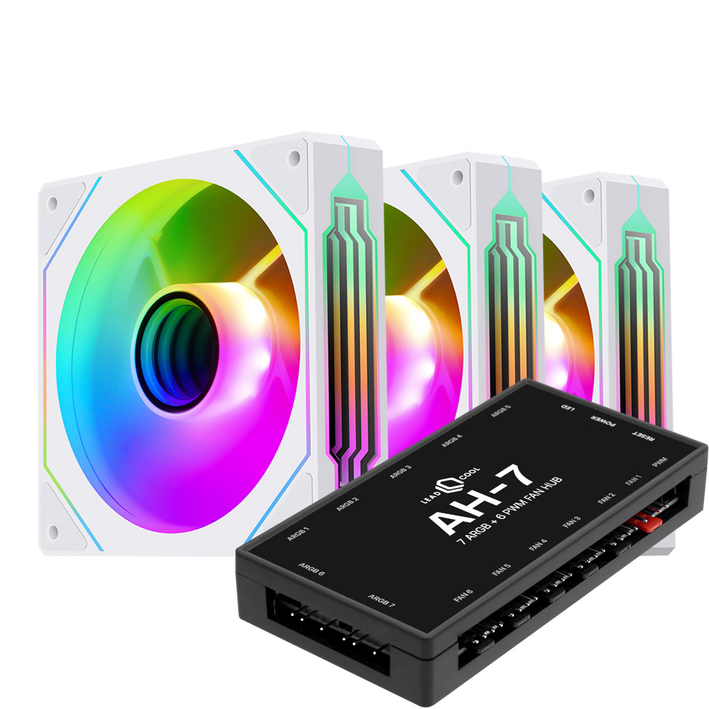 Segotep NR12 ARGB PWM 리버스 KIT (컨트롤러/3팩, 화이트)_이미지