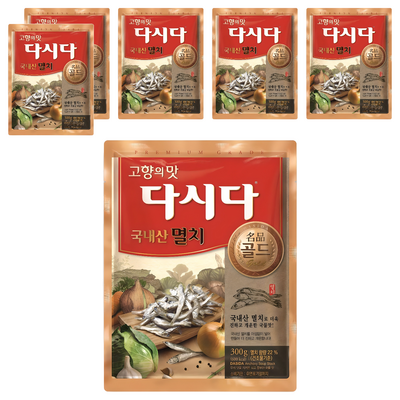 CJ제일제당 백설 다시다 명품 골드 멸치 300g (6개)